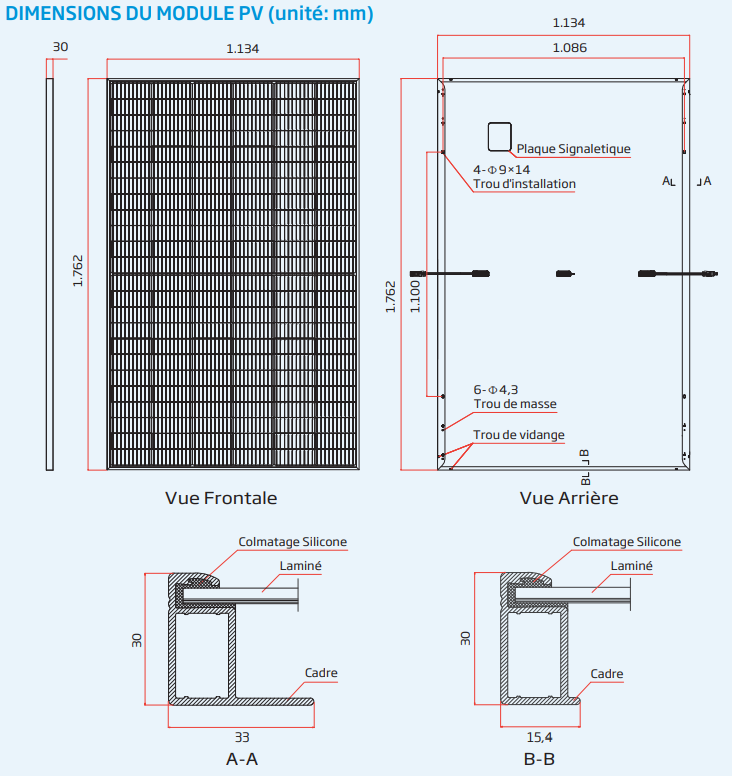PANNEAU SOLAIRE 425W - CADRE NOIR - MONO - VERTEX S - TRINASOLAR - Mabelle Magasin