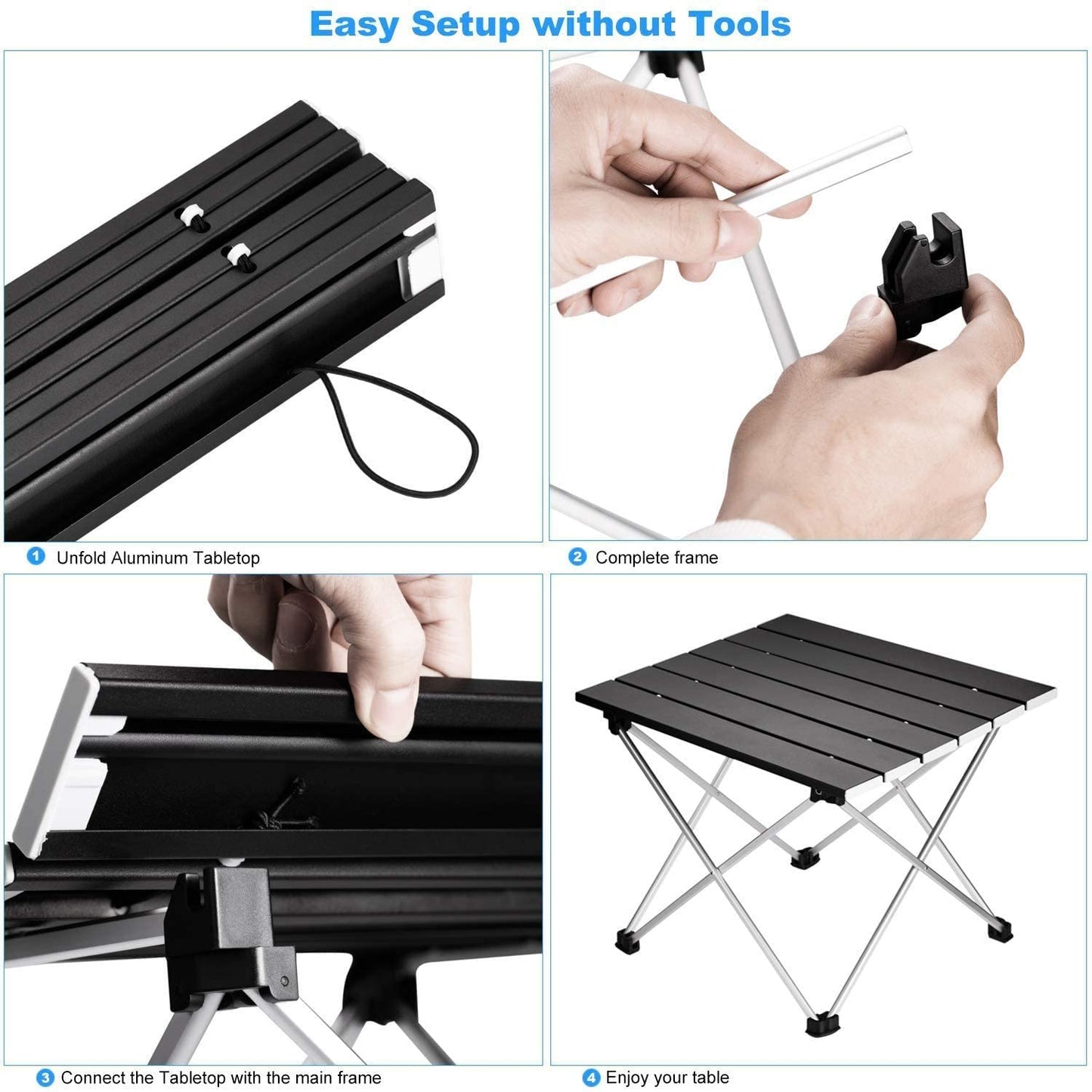 Table de camping pliante ultralégère en alliage d'aluminium pour pique-nique, jardin et camping-car - Mabelle Magasin