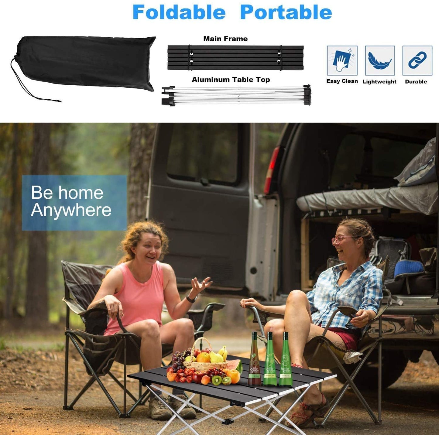 Table de camping pliante ultralégère en alliage d'aluminium pour pique-nique, jardin et camping-car - Mabelle Magasin