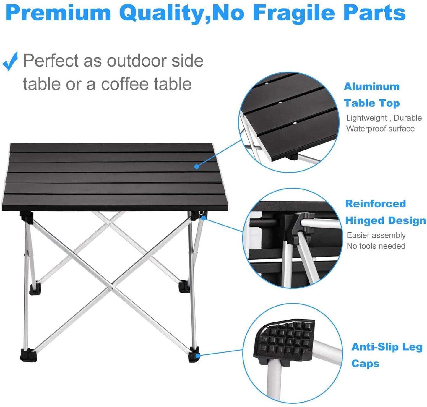 Table de camping pliante ultralégère en alliage d'aluminium pour pique-nique, jardin et camping-car - Mabelle Magasin