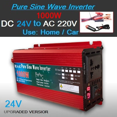 Onduleur à onde Pure sinus courant continu 12v/24v à courant alternatif 220V (500W 1000W Crête) (800W 1600W Crête) (1000W 2000W Crête) (1100W 2200W Crête) (1500W 3000W Crête) onduleur solaire - Mabelle Magasin