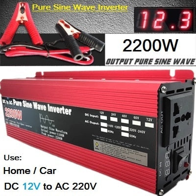 Onduleur à onde Pure sinus courant continu 12v/24v à courant alternatif 220V (500W 1000W Crête) (800W 1600W Crête) (1000W 2000W Crête) (1100W 2200W Crête) (1500W 3000W Crête) onduleur solaire - Mabelle Magasin