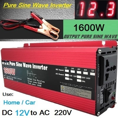 Onduleur à onde Pure sinus courant continu 12v/24v à courant alternatif 220V (500W 1000W Crête) (800W 1600W Crête) (1000W 2000W Crête) (1100W 2200W Crête) (1500W 3000W Crête) onduleur solaire - Mabelle Magasin