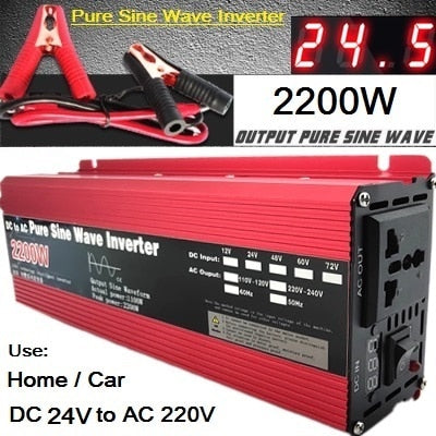 Onduleur à onde Pure sinus courant continu 12v/24v à courant alternatif 220V (500W 1000W Crête) (800W 1600W Crête) (1000W 2000W Crête) (1100W 2200W Crête) (1500W 3000W Crête) onduleur solaire - Mabelle Magasin