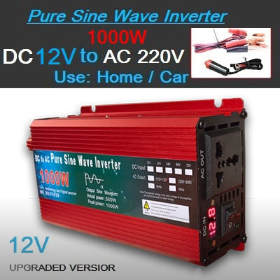 Onduleur à onde Pure sinus courant continu 12v/24v à courant alternatif 220V (500W 1000W Crête) (800W 1600W Crête) (1000W 2000W Crête) (1100W 2200W Crête) (1500W 3000W Crête) onduleur solaire - Mabelle Magasin