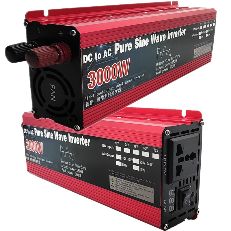 Onduleur à onde Pure sinus courant continu 12v/24v à courant alternatif 220V (500W 1000W Crête) (800W 1600W Crête) (1000W 2000W Crête) (1100W 2200W Crête) (1500W 3000W Crête) onduleur solaire - Mabelle Magasin