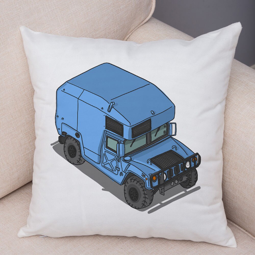 Oreiller de décoration. Dessin Camping-car Van aménagé Fourgon aménagé. Oreiller de décor VanLife. Oreiller en peluche pour canapé maison chambre d'enfants - Mabelle Magasin