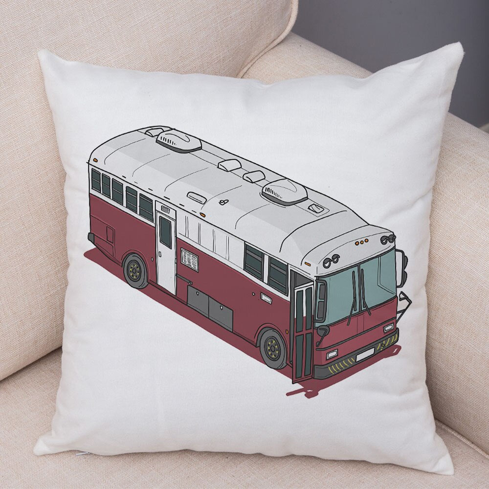 Oreiller de décoration. Dessin Camping-car Van aménagé Fourgon aménagé. Oreiller de décor VanLife. Oreiller en peluche pour canapé maison chambre d'enfants - Mabelle Magasin