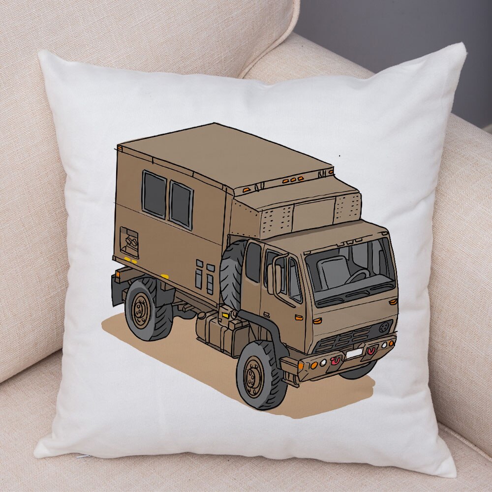 Oreiller de décoration. Dessin Camping-car Van aménagé Fourgon aménagé. Oreiller de décor VanLife. Oreiller en peluche pour canapé maison chambre d'enfants - Mabelle Magasin