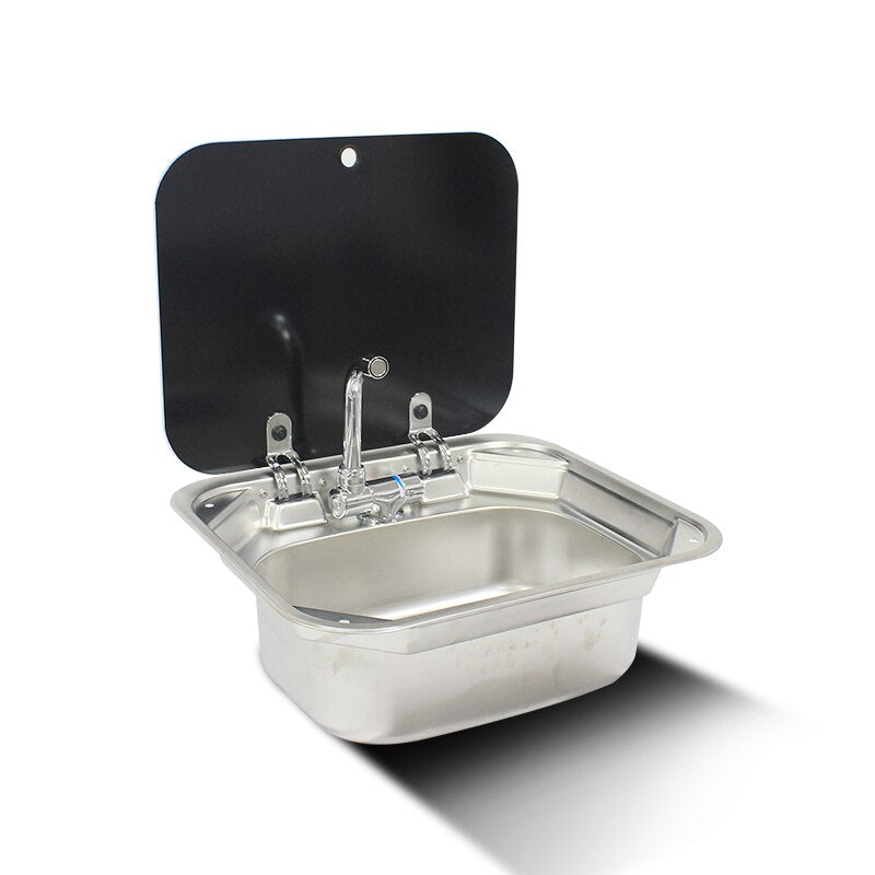 Évier pour camping car, van aménagé, fourgon. Haute qualité, couvercle en verre trempé, - Mabelle Magasin