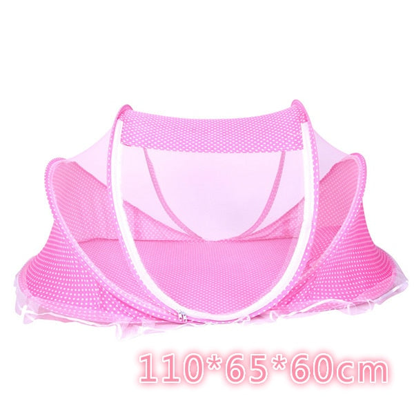 Lit bébé avec moustiquaire pliante lit, matelas et oreiller (trois pièces) pour les enfants de 0 à 3 ans - Mabelle Magasin