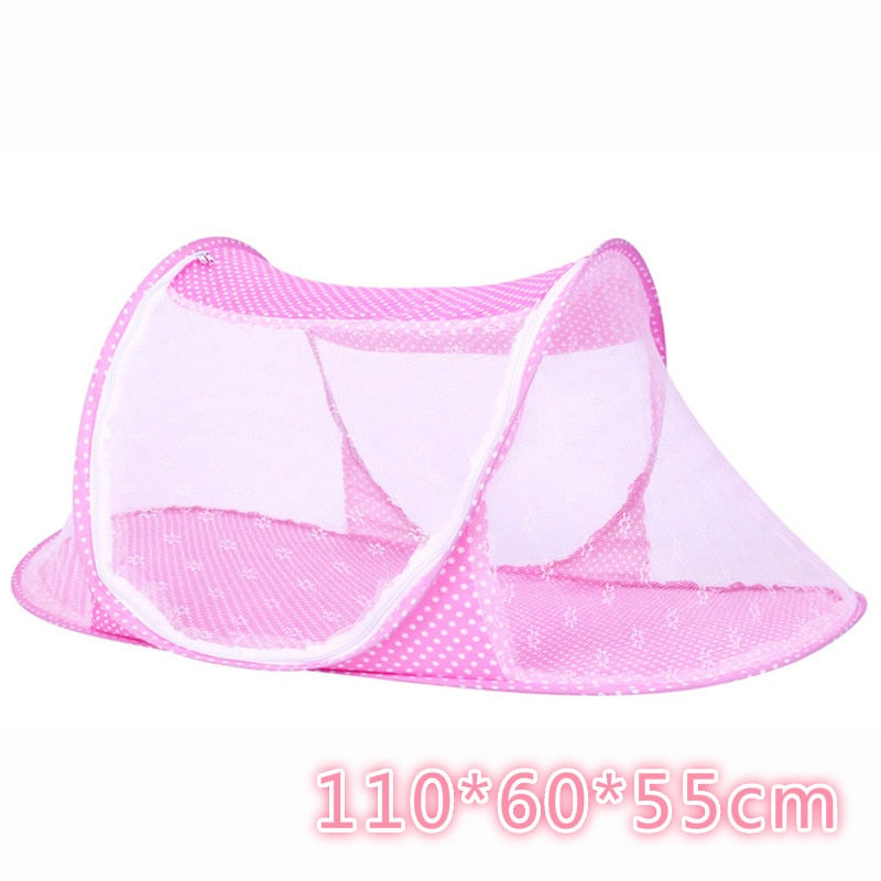 Lit bébé avec moustiquaire pliante lit, matelas et oreiller (trois pièces) pour les enfants de 0 à 3 ans - Mabelle Magasin