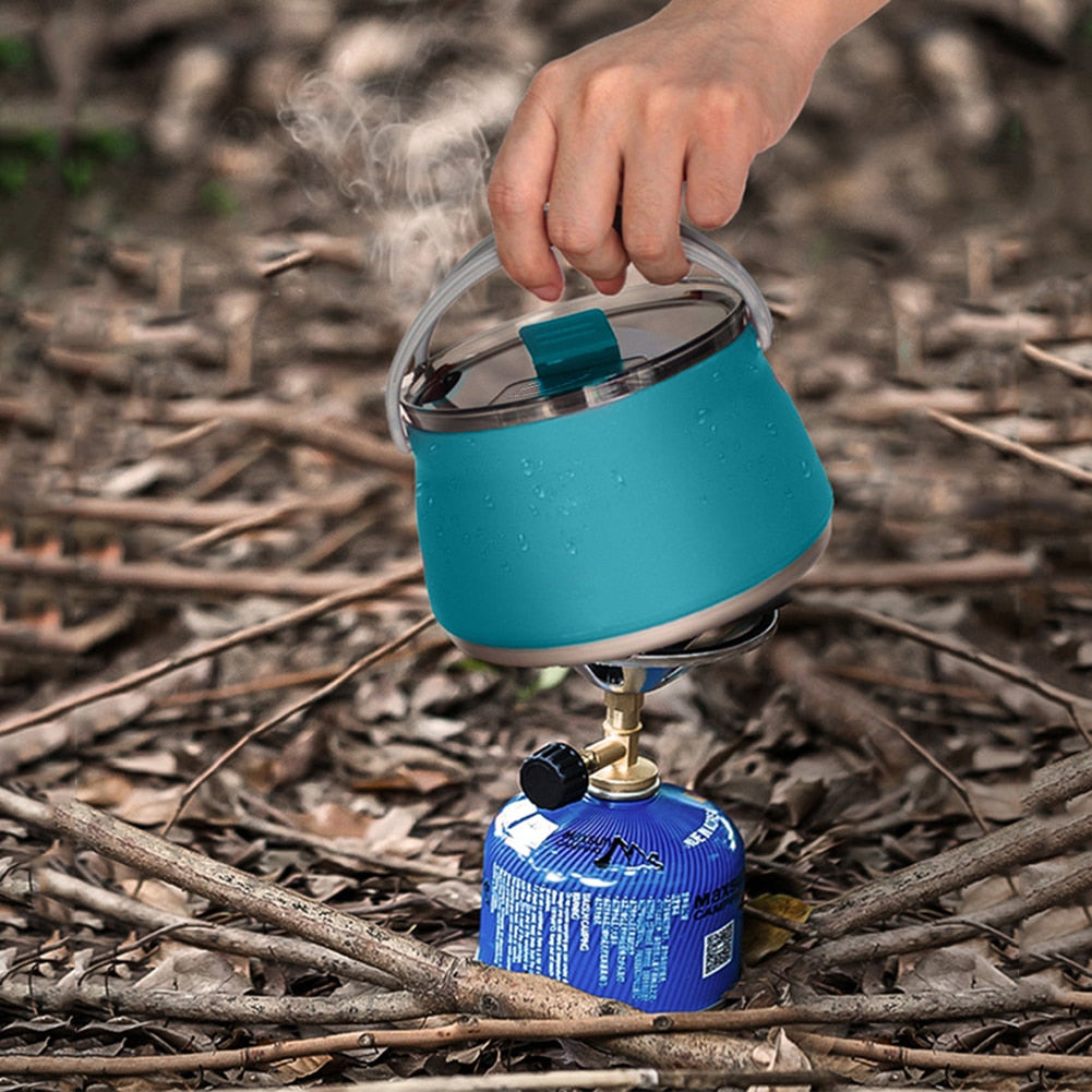 Bouilloire Portable de Camping Portable en Silicone 1L, Bouilloires Pliante et pratique, Pliable théière, Bouilloire de Camp 1L - Mabelle Magasin