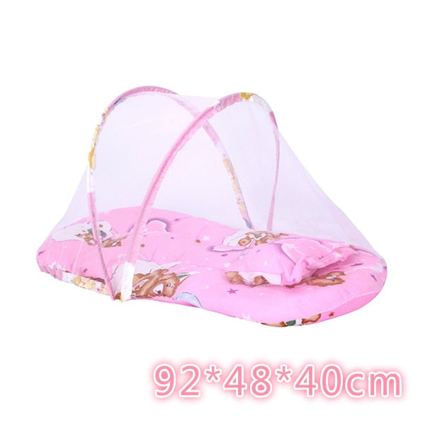 Lit bébé avec moustiquaire pliante lit, matelas et oreiller (trois pièces) pour les enfants de 0 à 3 ans - Mabelle Magasin