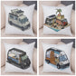 Oreiller de décoration. Dessin Camping-car Van aménagé Fourgon aménagé. Oreiller de décor VanLife. Oreiller en peluche pour canapé maison chambre d'enfants - Mabelle Magasin