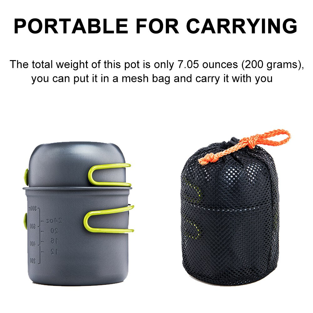Kit vaisselle de camping, ensemble pour la cuisine facile, cuillère pliable, fourchette, couteau, bouilloire, tasse, pour 1-2 personnes - Mabelle Magasin