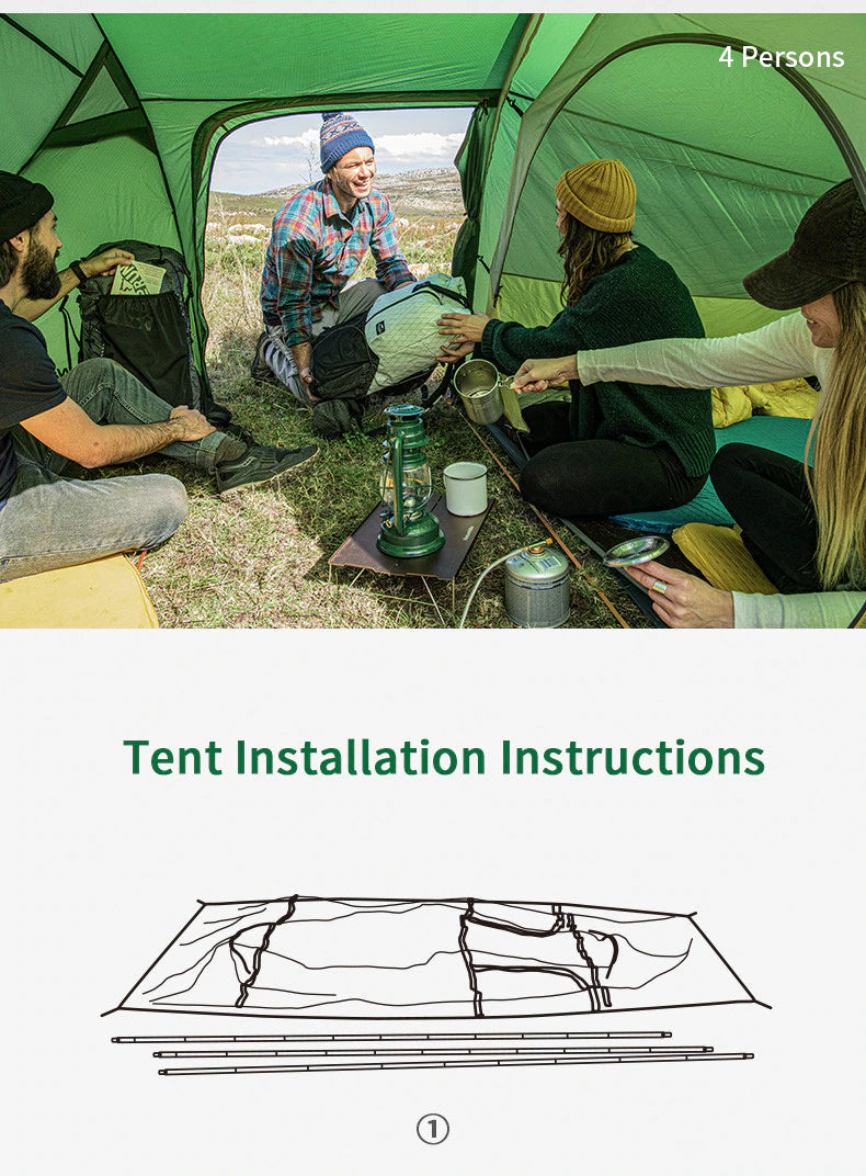 Nouvelle tente de Camping 2-3-4 personnes tente familiale ultralégère 4 saisons 15D/20D/210T tente en tissu Camping randonnée - Mabelle Magasin