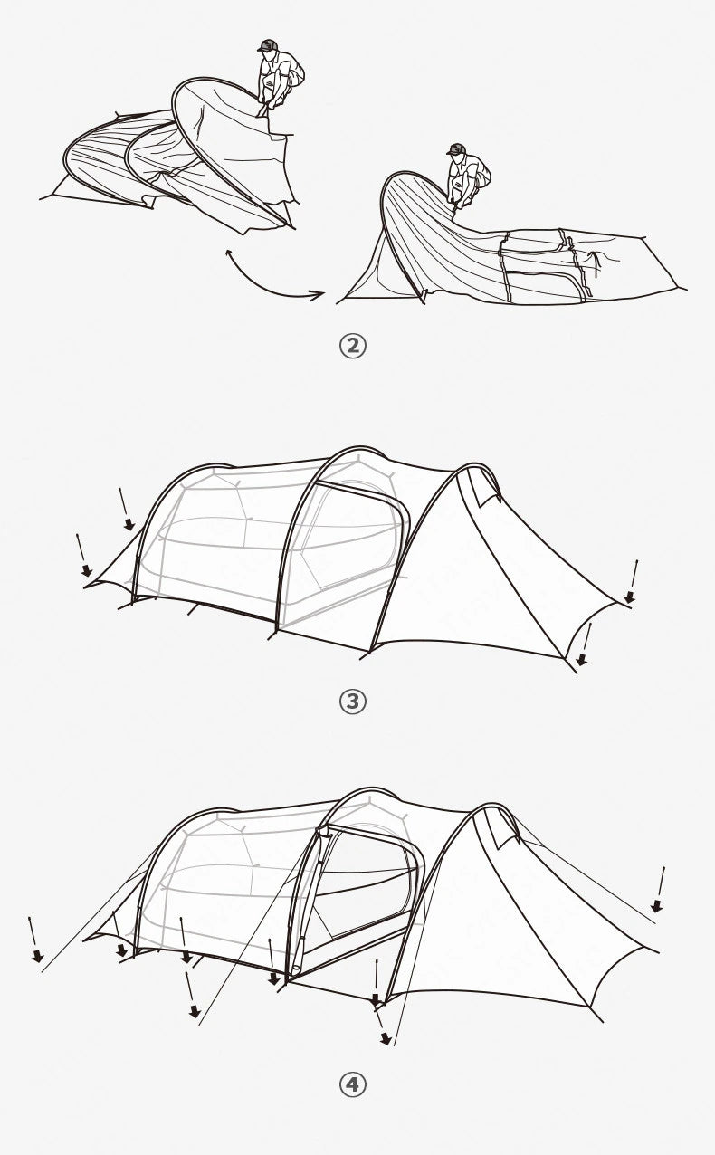 Nouvelle tente de Camping 2-3-4 personnes tente familiale ultralégère 4 saisons 15D/20D/210T tente en tissu Camping randonnée - Mabelle Magasin