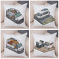 Oreiller de décoration. Dessin Camping-car Van aménagé Fourgon aménagé. Oreiller de décor VanLife. Oreiller en peluche pour canapé maison chambre d'enfants - Mabelle Magasin
