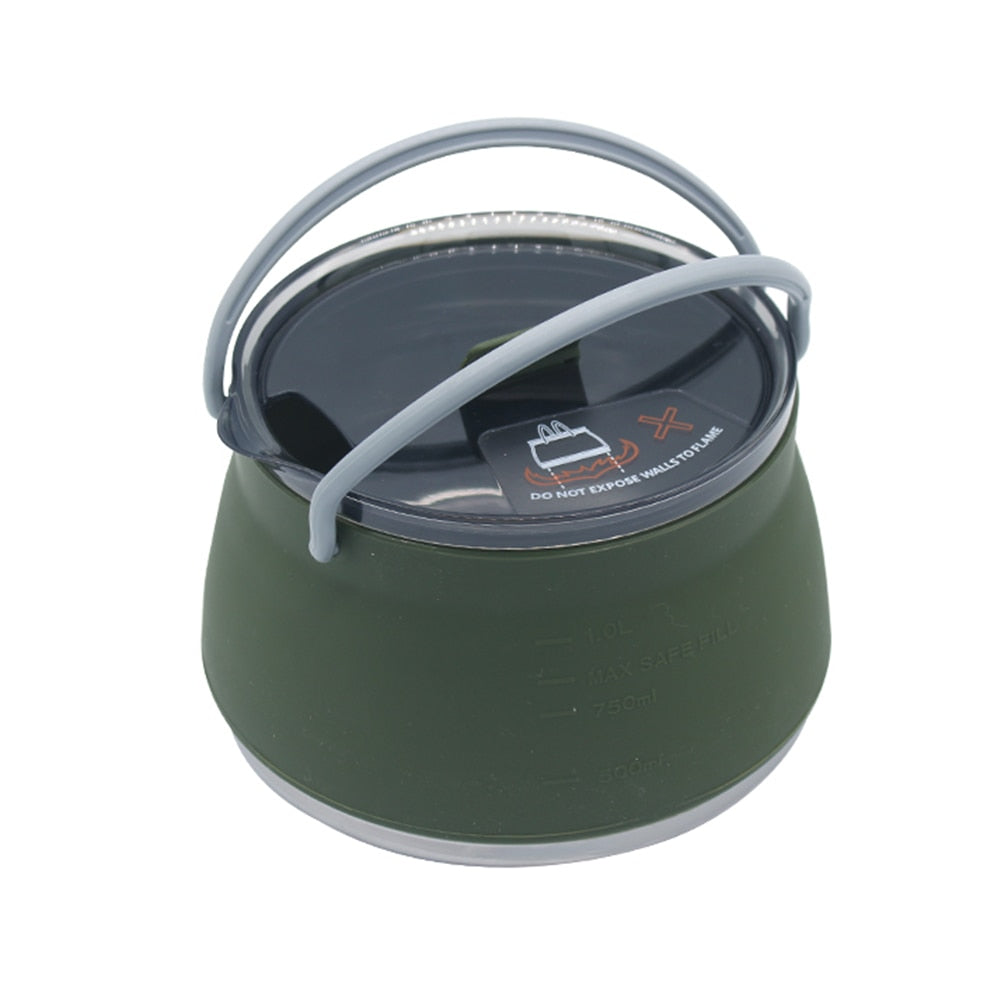 Bouilloire Portable de Camping Portable en Silicone 1L, Bouilloires Pliante et pratique, Pliable théière, Bouilloire de Camp 1L - Mabelle Magasin