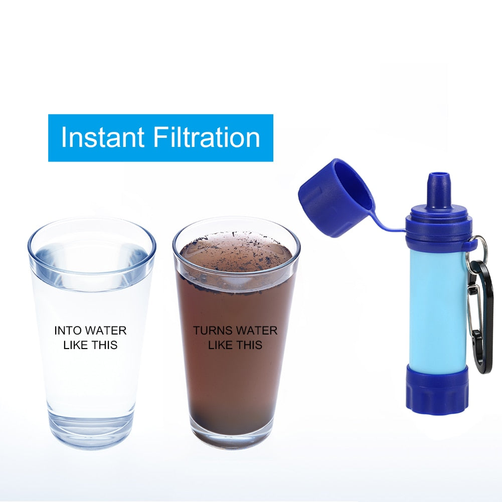 Filtre à eau potable en plein air randonnée purificateur d'eau de survie avec paille pour Camping d'urgence randonnée sac à dos outil de survie - Mabelle Magasin