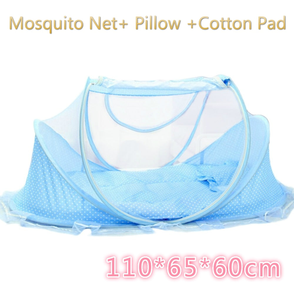 Lit bébé avec moustiquaire pliante  lit, matelas et oreiller (trois pièces) pour les enfants de 0 à 3 ans - Mabelle Magasin