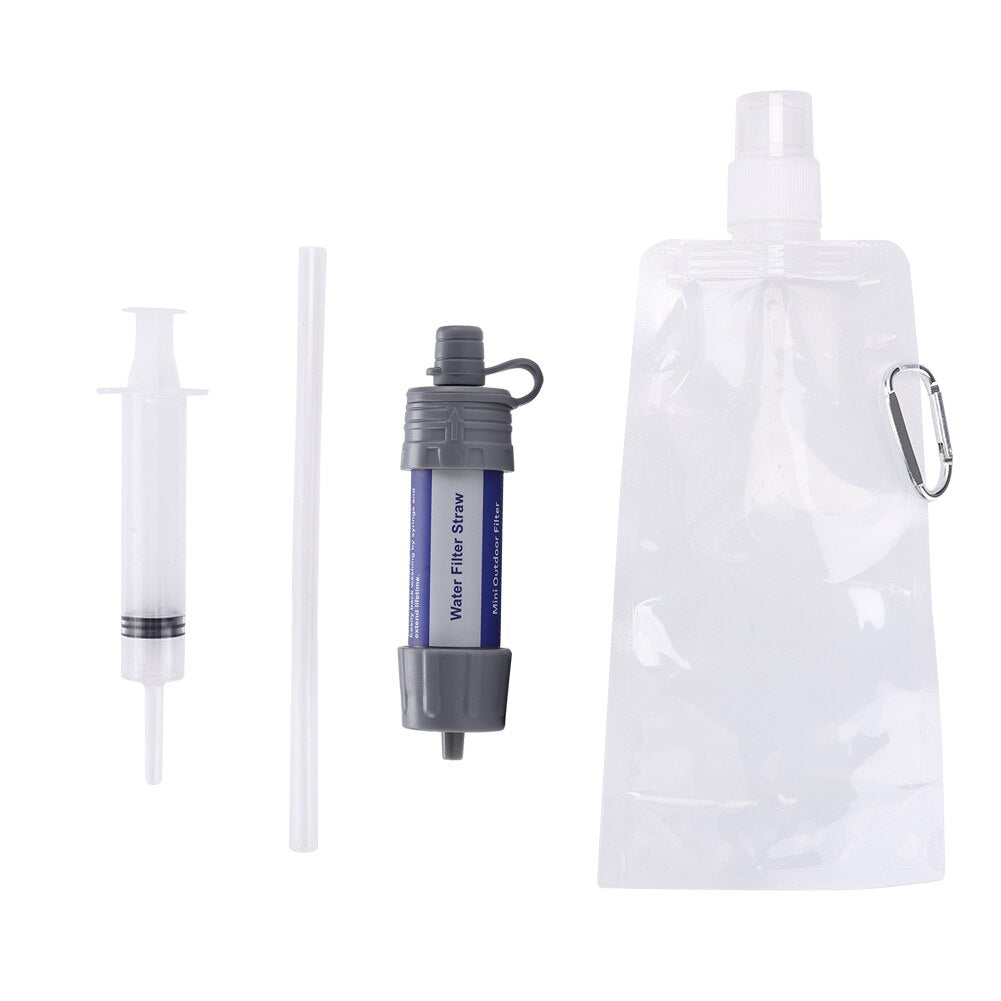 Filtre à eau potable en plein air randonnée purificateur d'eau de survie avec paille pour Camping d'urgence randonnée sac à dos outil de survie - Mabelle Magasin
