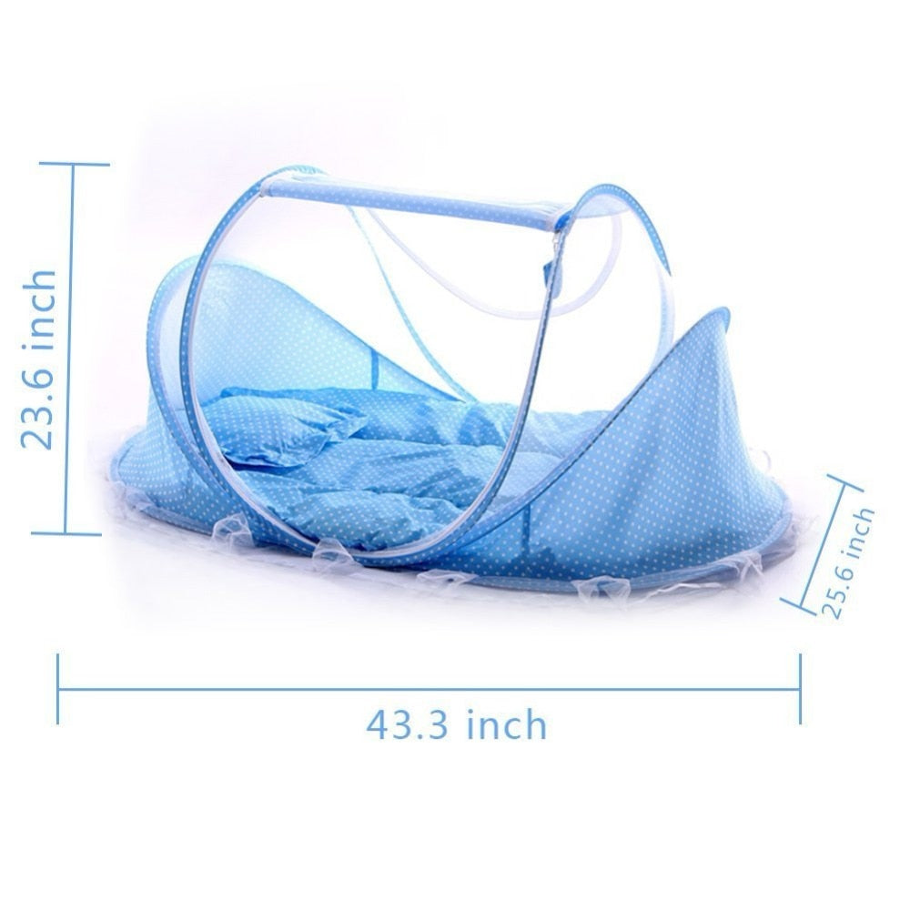 Lit bébé avec moustiquaire pliante  lit, matelas et oreiller (trois pièces) pour les enfants de 0 à 3 ans - Mabelle Magasin