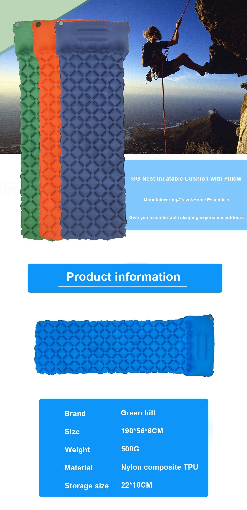 Matelas gonflable de camping le plus résistant et le plus facile à transporter - Mabelle Magasin