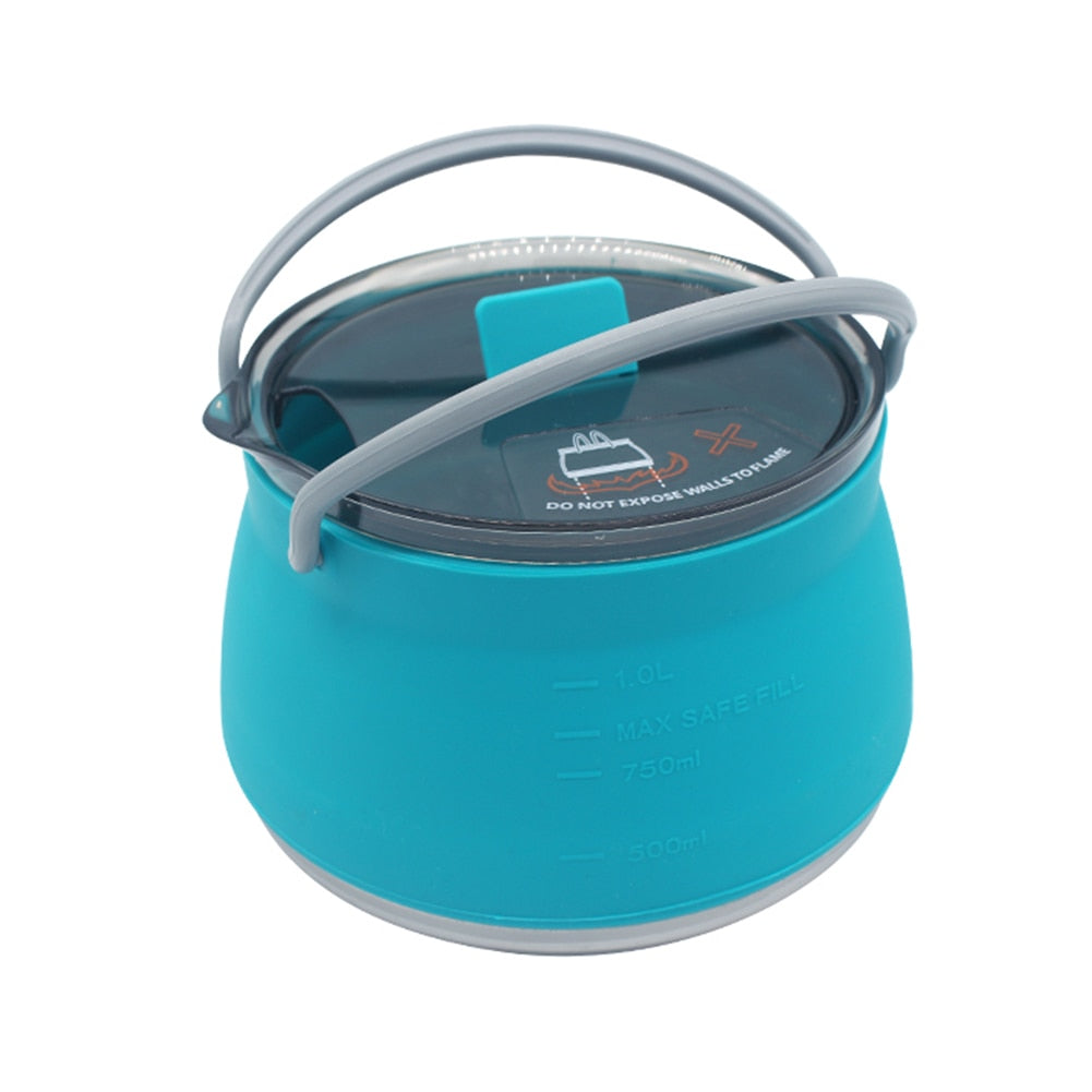 Bouilloire Portable de Camping Portable en Silicone 1L, Bouilloires Pliante et pratique, Pliable théière, Bouilloire de Camp 1L - Mabelle Magasin