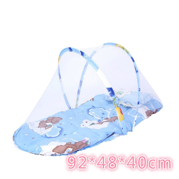 Lit bébé avec moustiquaire pliante  lit, matelas et oreiller (trois pièces) pour les enfants de 0 à 3 ans - Mabelle Magasin