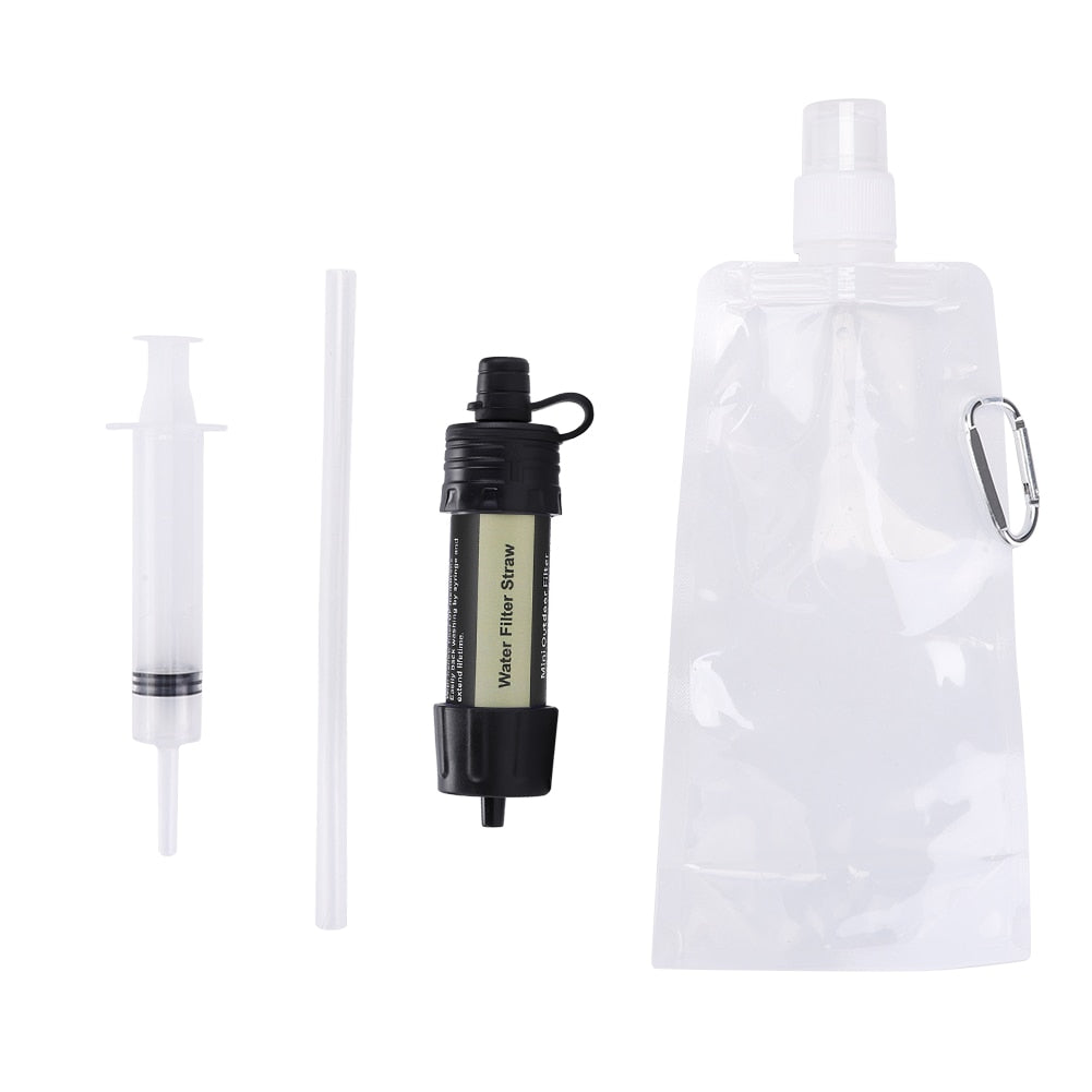 Filtre à eau potable en plein air randonnée purificateur d'eau de survie avec paille pour Camping d'urgence randonnée sac à dos outil de survie - Mabelle Magasin
