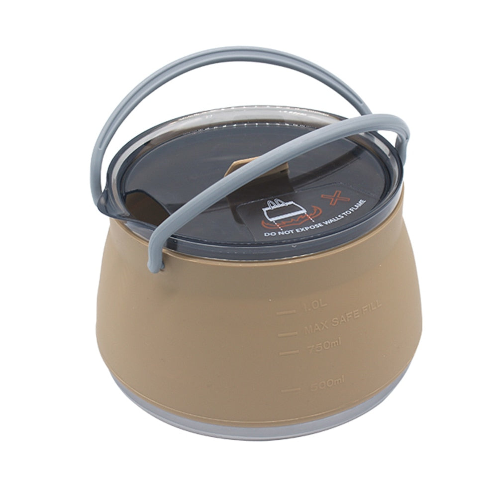 Bouilloire Portable de Camping Portable en Silicone 1L, Bouilloires Pliante et pratique, Pliable théière, Bouilloire de Camp 1L - Mabelle Magasin