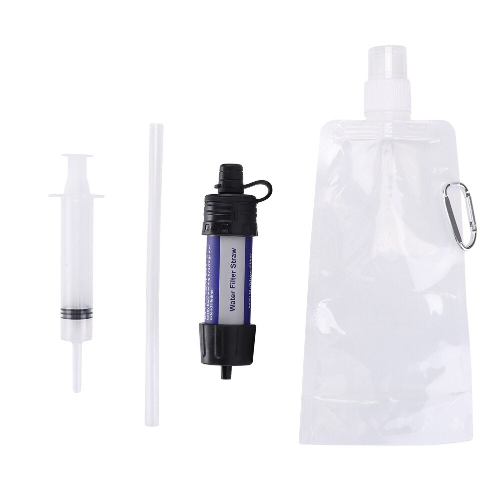 Filtre à eau potable en plein air randonnée purificateur d'eau de survie avec paille pour Camping d'urgence randonnée sac à dos outil de survie - Mabelle Magasin